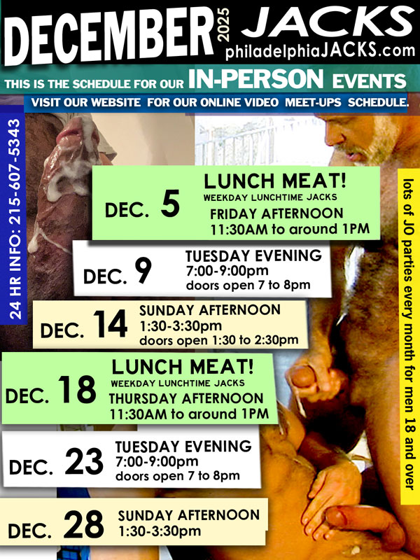 Philadelphia Jacks parties for men! Party flier